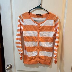 The Limited Orange and White Striped Cardigan